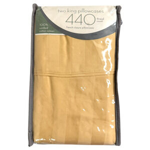 King Pillowcases NEW Set of 2 Sateen 440 TC Bed Bath & Beyond Striped Sealed NOS
